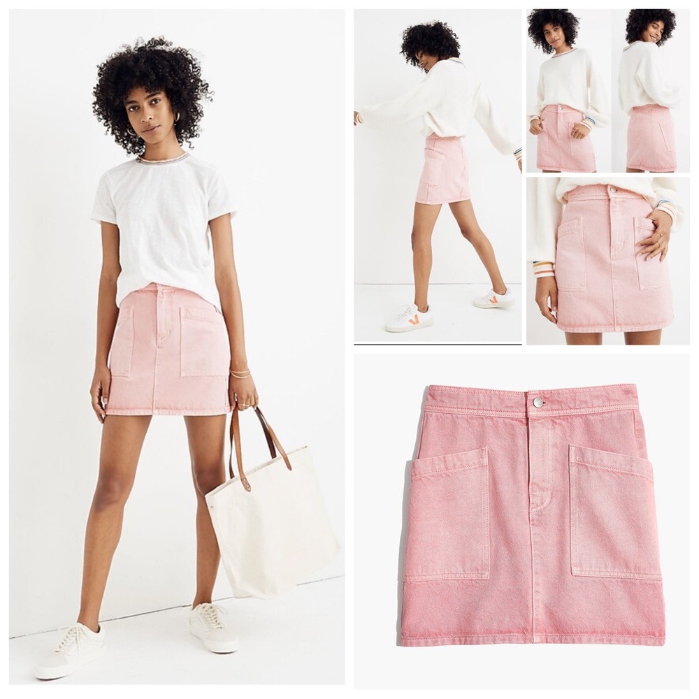 Madewell Rigid Denim High-Waist Straight Mini Skirt: Garment-Dyed Patch Pocket.